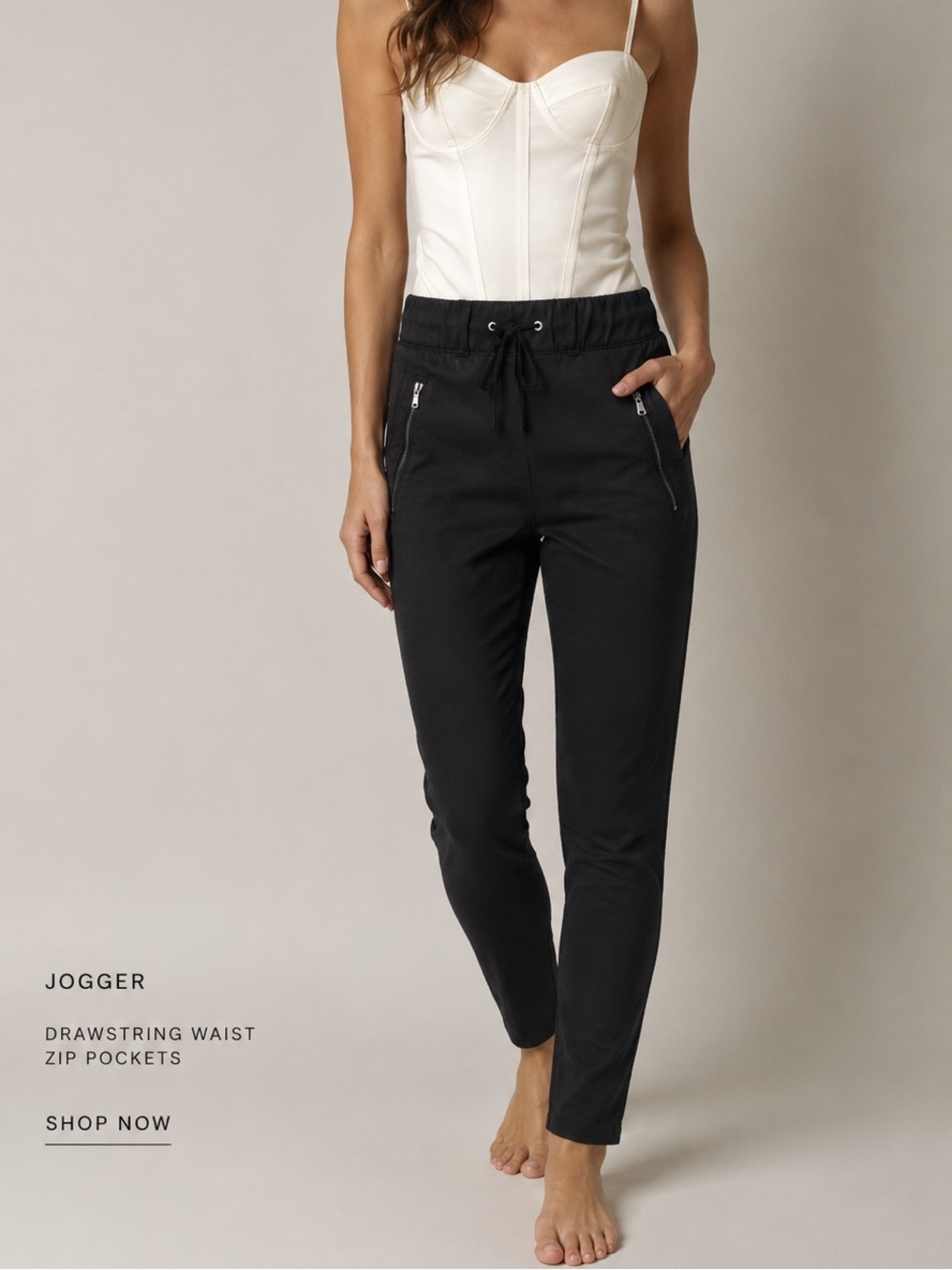 Hudson Drawstring Zipper Pull on Pants